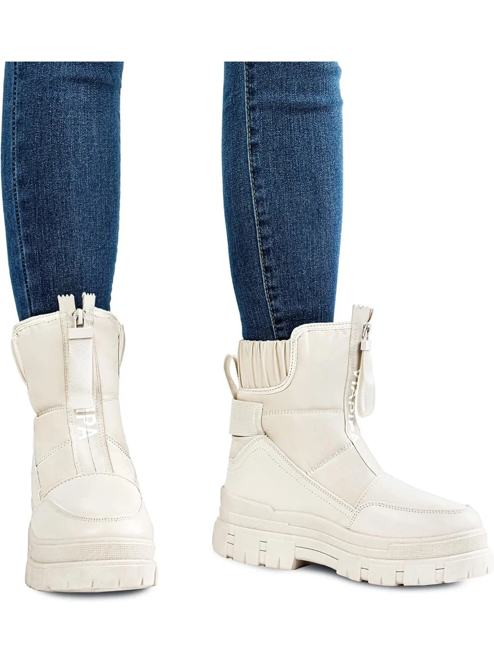 Cream Winter Snow Boots for Women. Water Resistant and Insulated